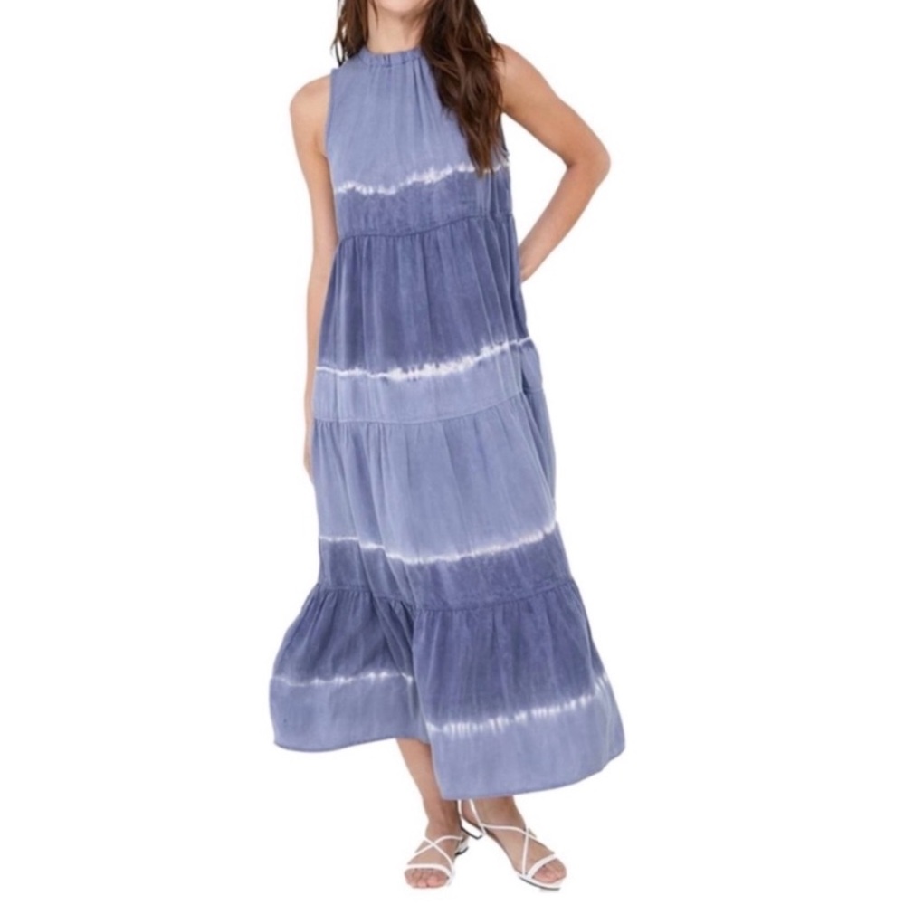 BELLA DAHL Sleeveless Tiered MIDI Dress in Indigo Stripe! - Picture 2 of 12